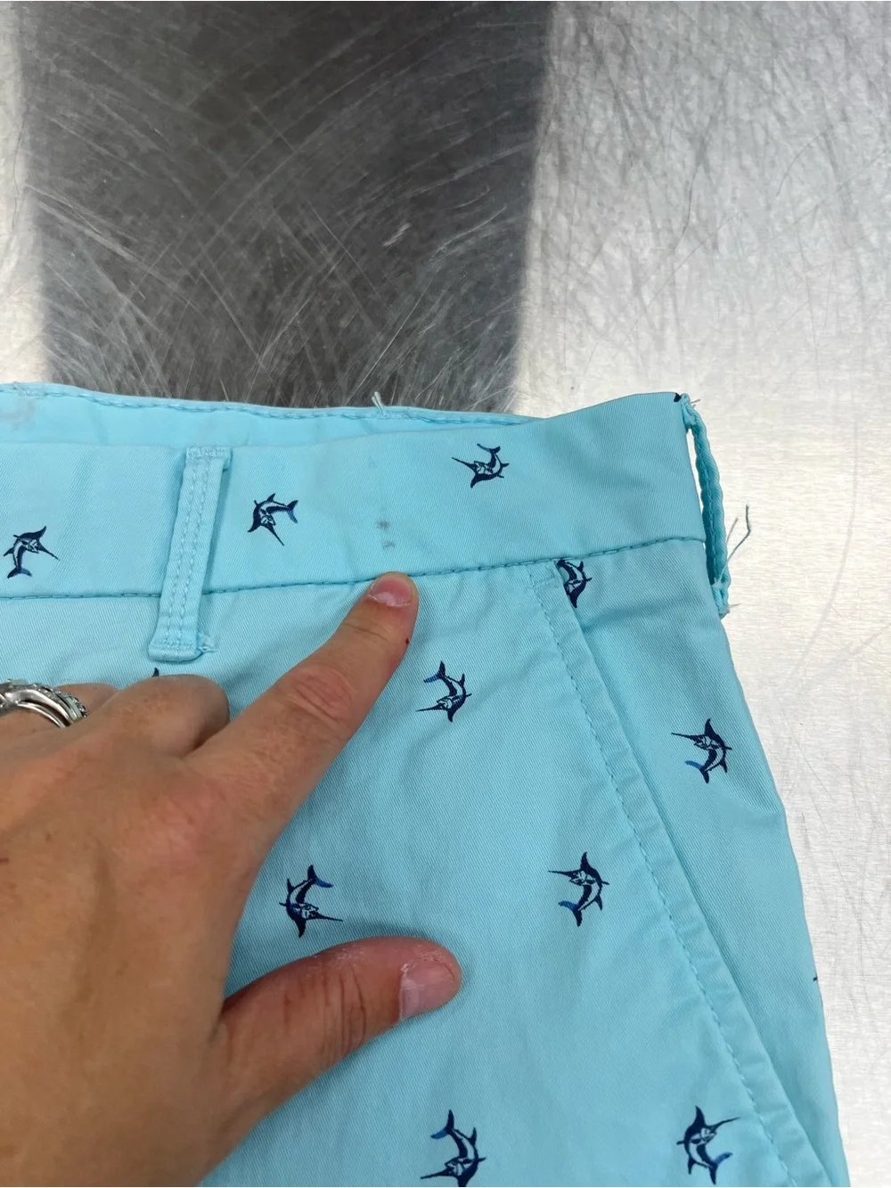 Izod Light Blue Printed Men’s Flat Front Shorts 42